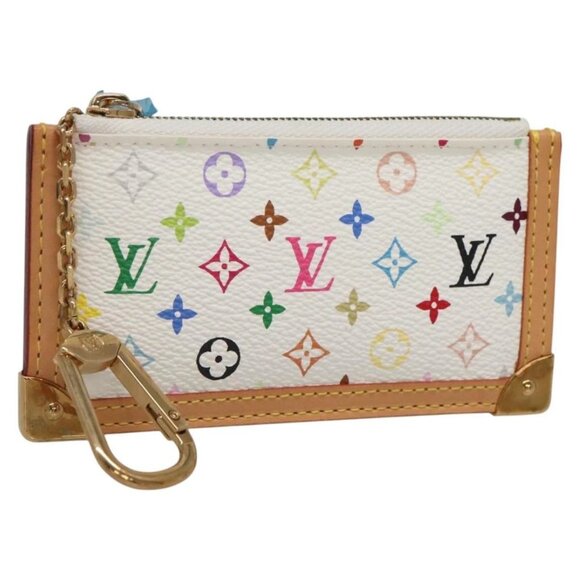 LOUIS VUITTON Multicolor Pochette Cles Coin Purse White M92655 LV Auth 139622V - Picture 1 of 16